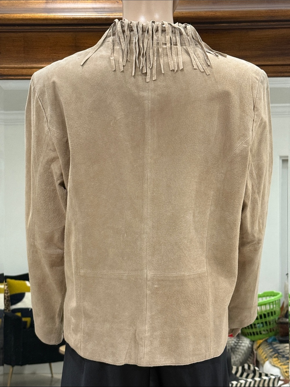 Vintage Y2K Dialogue Fringe Trim Suede Jacket Size Medium - Picture 5 of 7